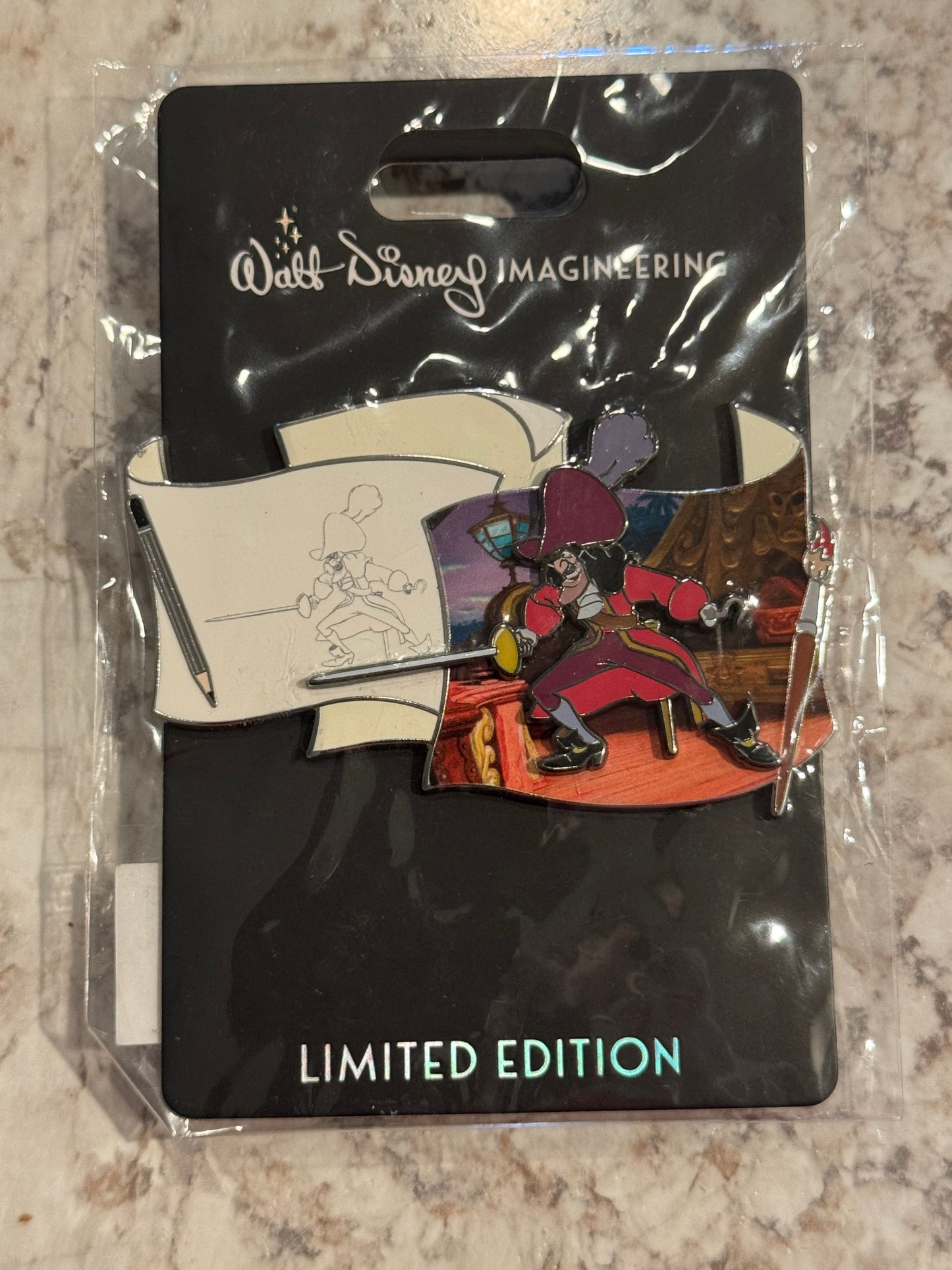 Disney Wdi Pin Off The Page Captain Hook Le 300 Sketch Peter Pan