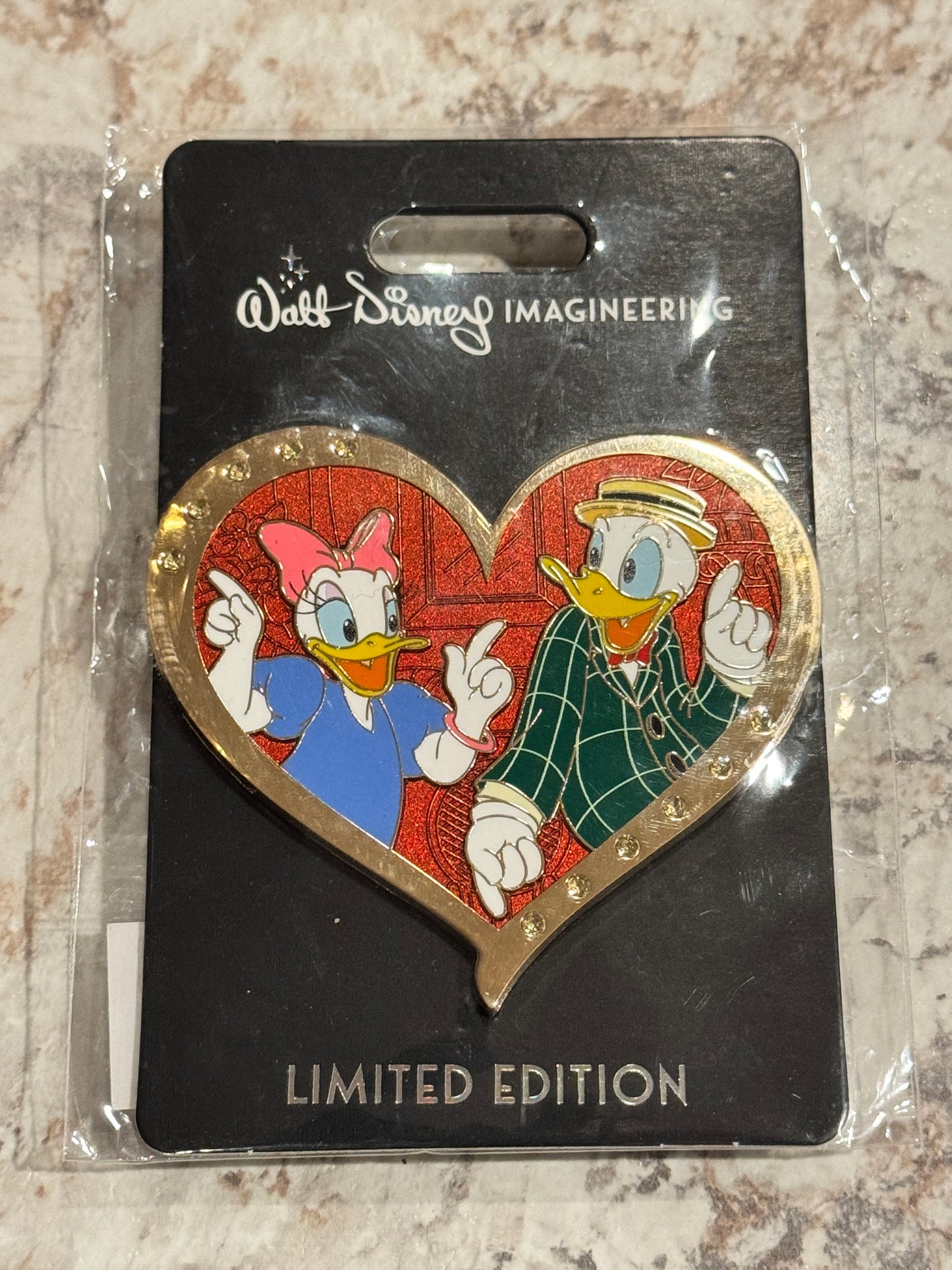 Donald and Daisy Valentine Gem WDI LE 250 Disney Pin