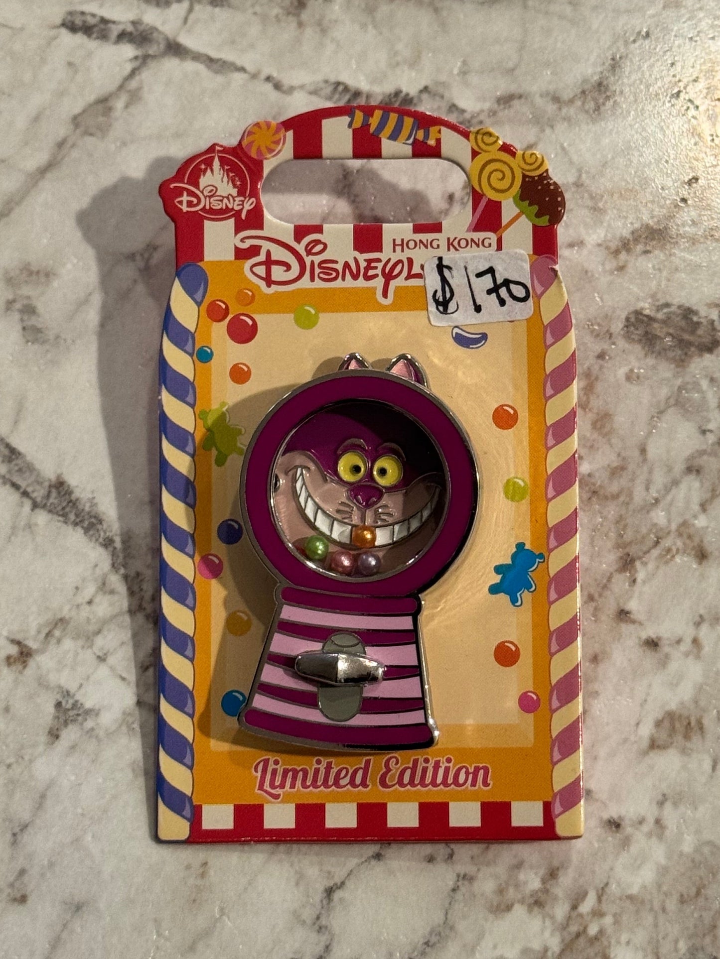 HKDL Hong Kong Disneyland Gumball Candy Machine Cheshire Cat Pin LE400 Disney Pin