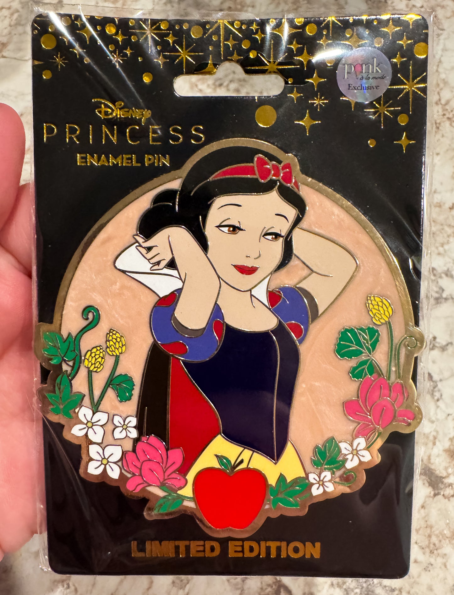 Disney Pin Pink a la Mode Princess Fairytale Floral Snow White 3" LE 300