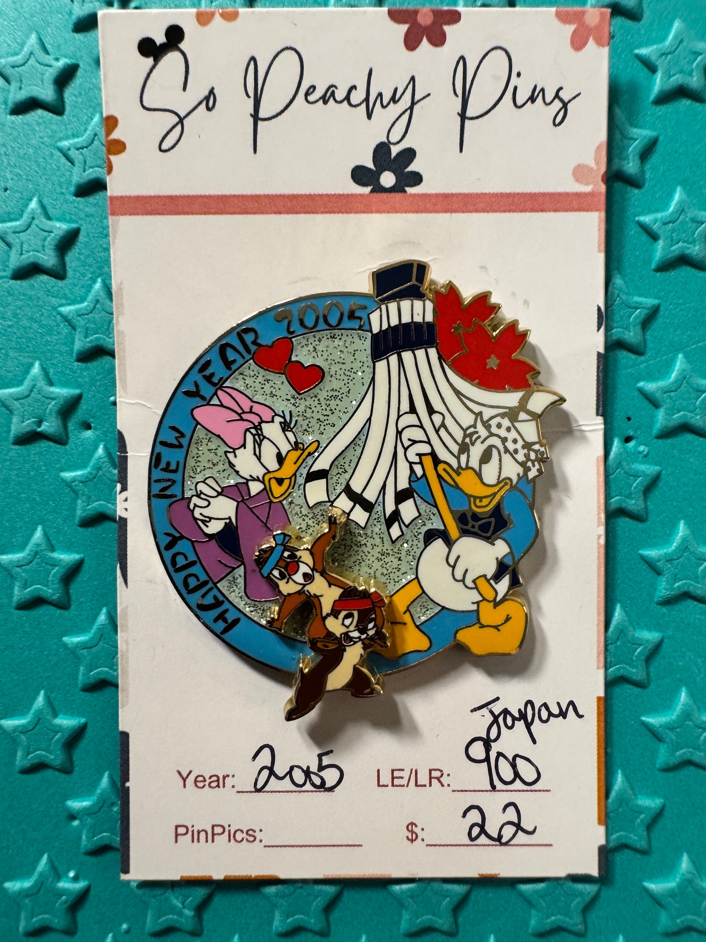 Japan Disney M & P Happy New Year 2005 Donald Duck Daisy Chip & Dale Pin LE 900