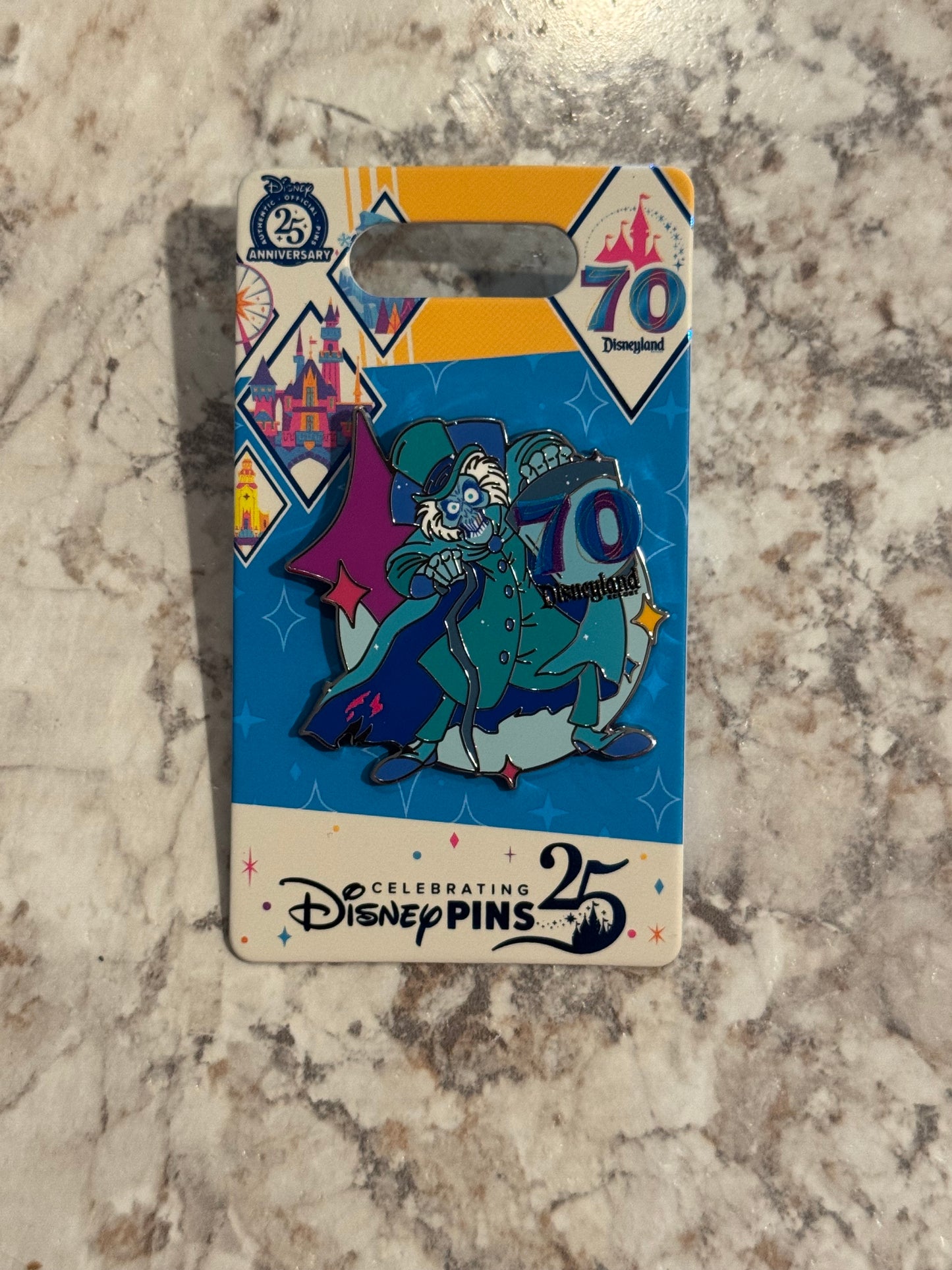 Disney Parks Disneyland 70th Anniversary Haunted Mansion Hatbox Ghost Pin