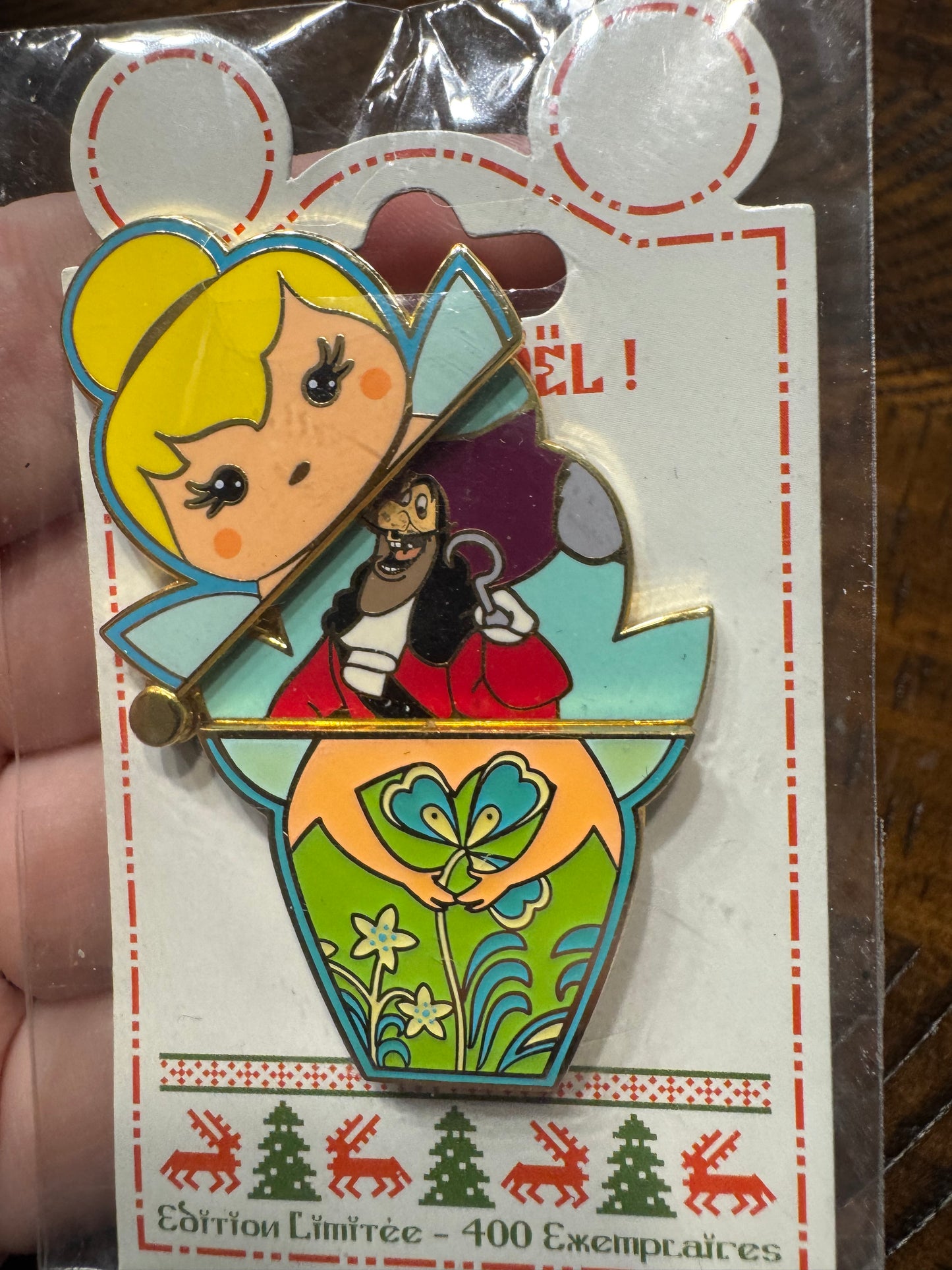 Disney Paris Dlp Dlpr Pin Tinker Bell Captain Hook Nesting Doll Le 400 Christmas (flawed)