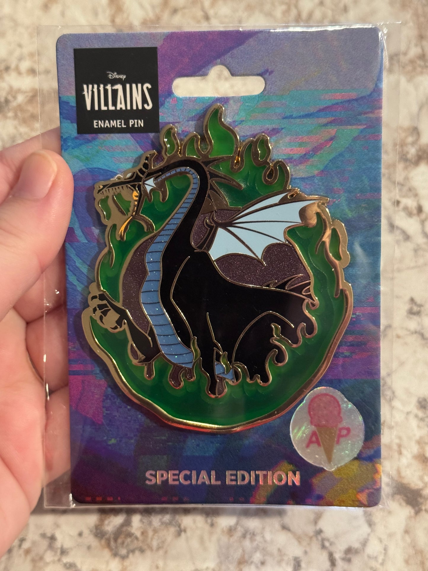 Artist Proof Jumbo Maleficent Pink a la Mode GOLD FRAME Disney Pin