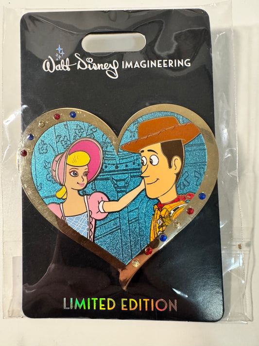 Woody Bo Peep Couple Heart Valentine WDI LE 300 Disney Pin