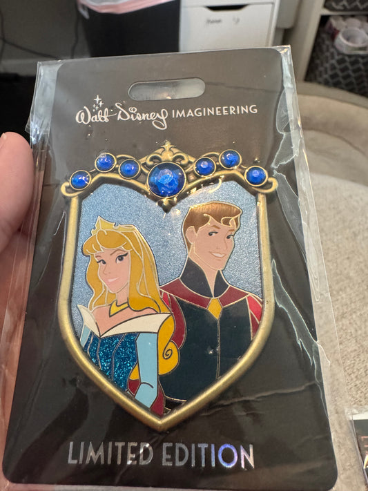 WDI Princess Prince Couple Crest Blue Aurora Philip Sleeping Beauty Disney Pin LE 250