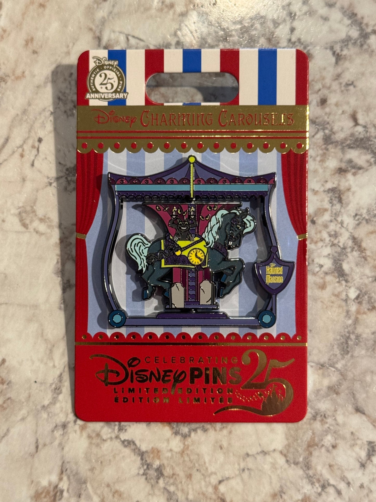 Disney 2025 Charming Carousels Pin Haunted Mansion Carousel Spinner LE 2000 DLR