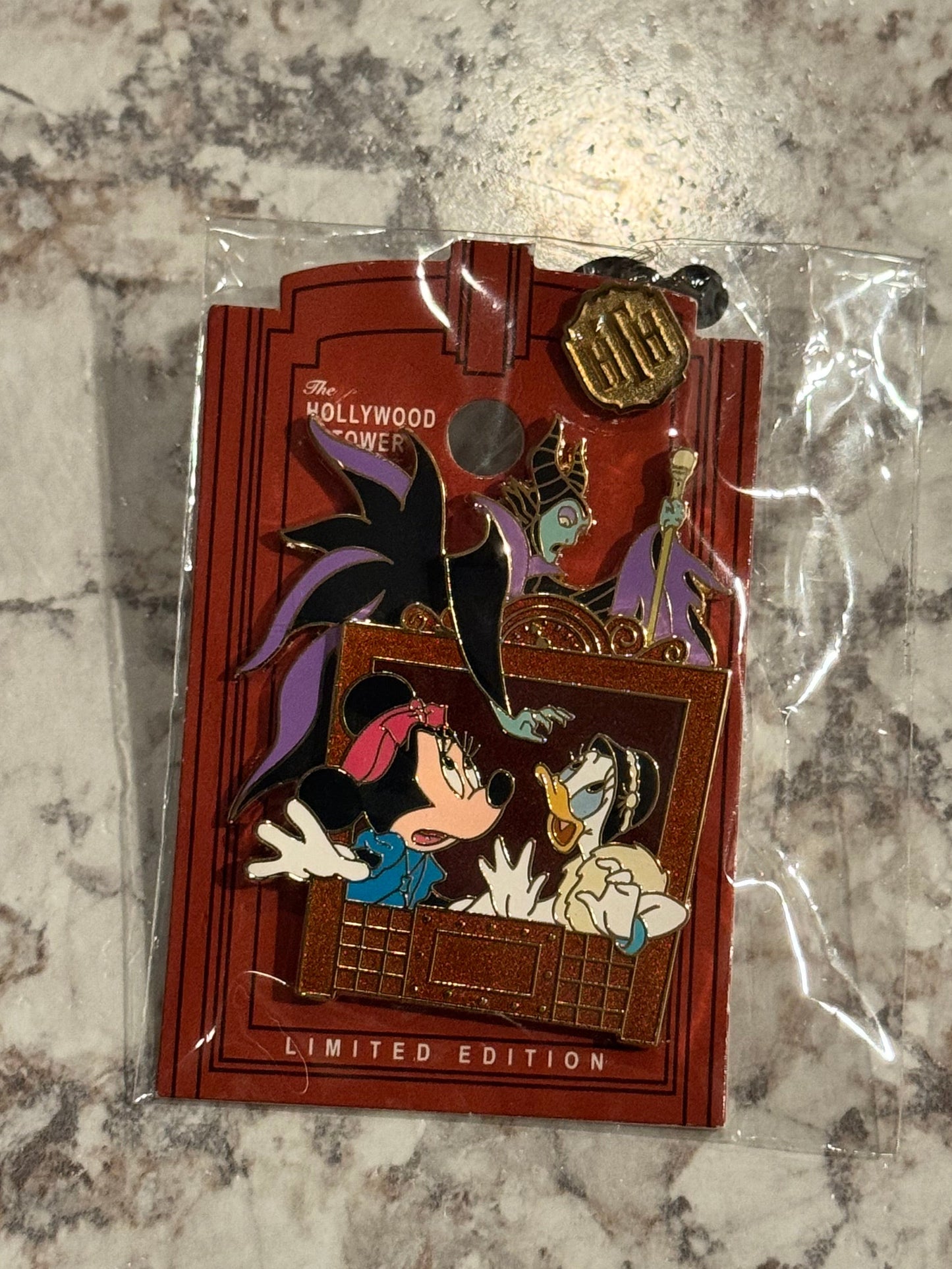 Disney Hollywood Tower Hotel Pin Maleficent, Minnie, Daisy LE 1000 Pin
