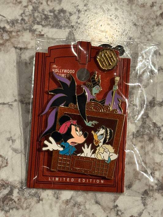 Disney Hollywood Tower Hotel Pin Maleficent, Minnie, Daisy LE 1000 Pin