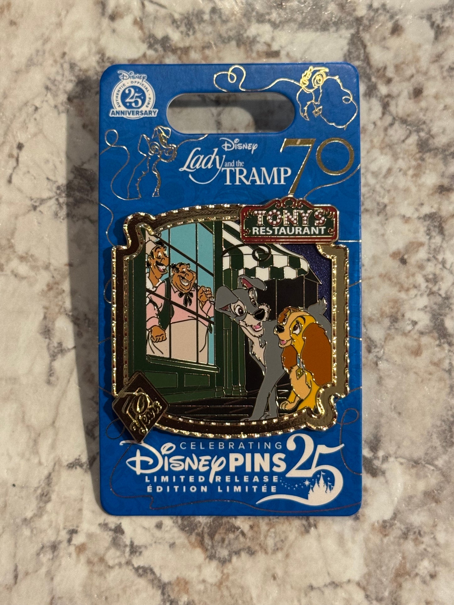 Lady and Tramp at Tony’s Restaurant Limited Release Lady and the Tramp 70th Anniversary Disney Pin