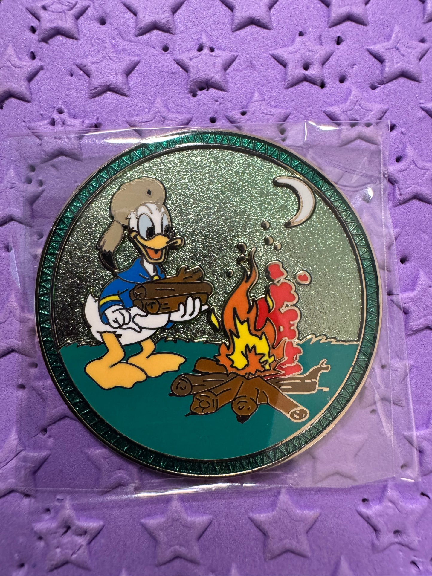 2008 Disney Shopping Donald Duck Campfire Camp Badge Wilderness Pin LE250