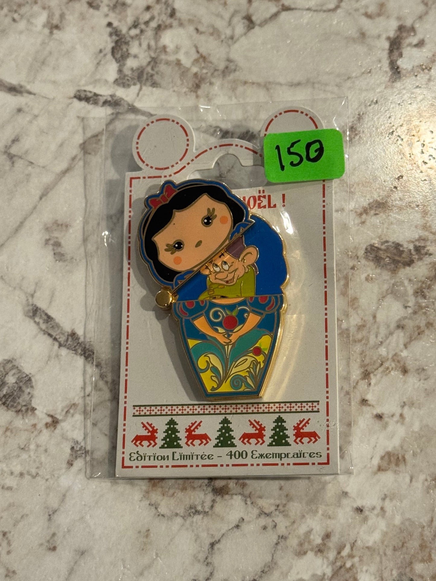 Disneyland Paris Pin Snow White Dopey 7 Dwarf Nesting Doll LE 400 Christmas Pin