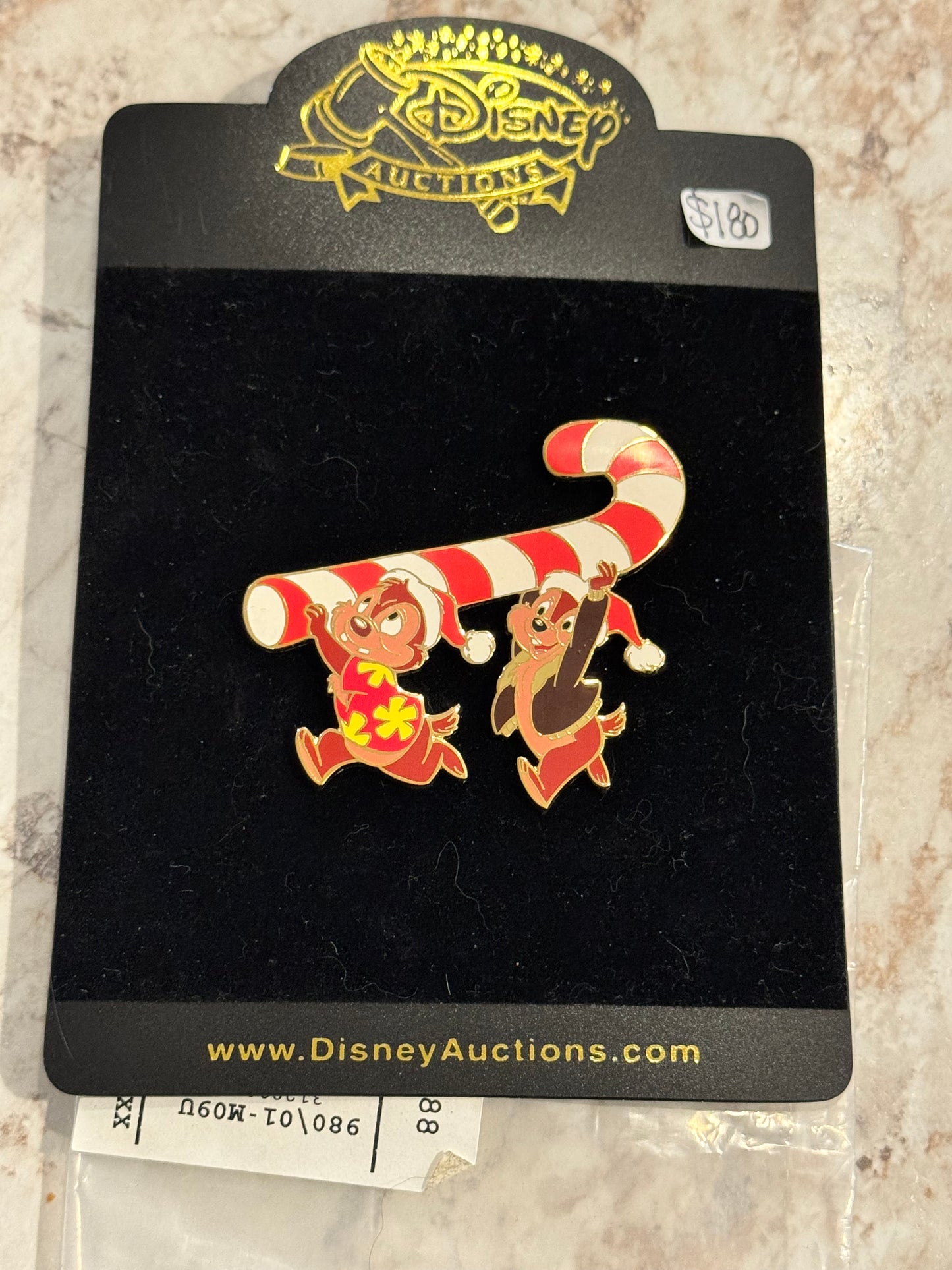 Chip ‘n’ Dale Candy Cane Disney Auctions LE 1000 Disney Pin