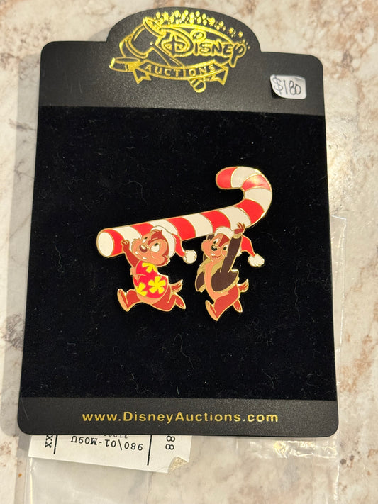 Chip ‘n’ Dale Candy Cane Disney Auctions LE 1000 Disney Pin