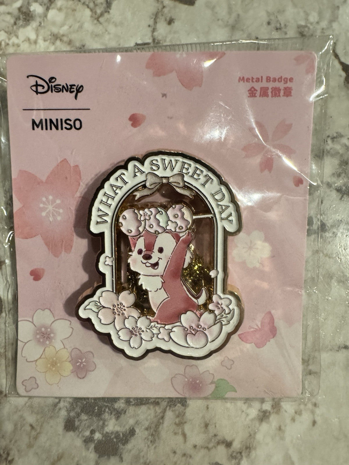Snowglobe Chip Dale Cherry Blossom Flower What A Sweet Day Miniso HK Disney Pin