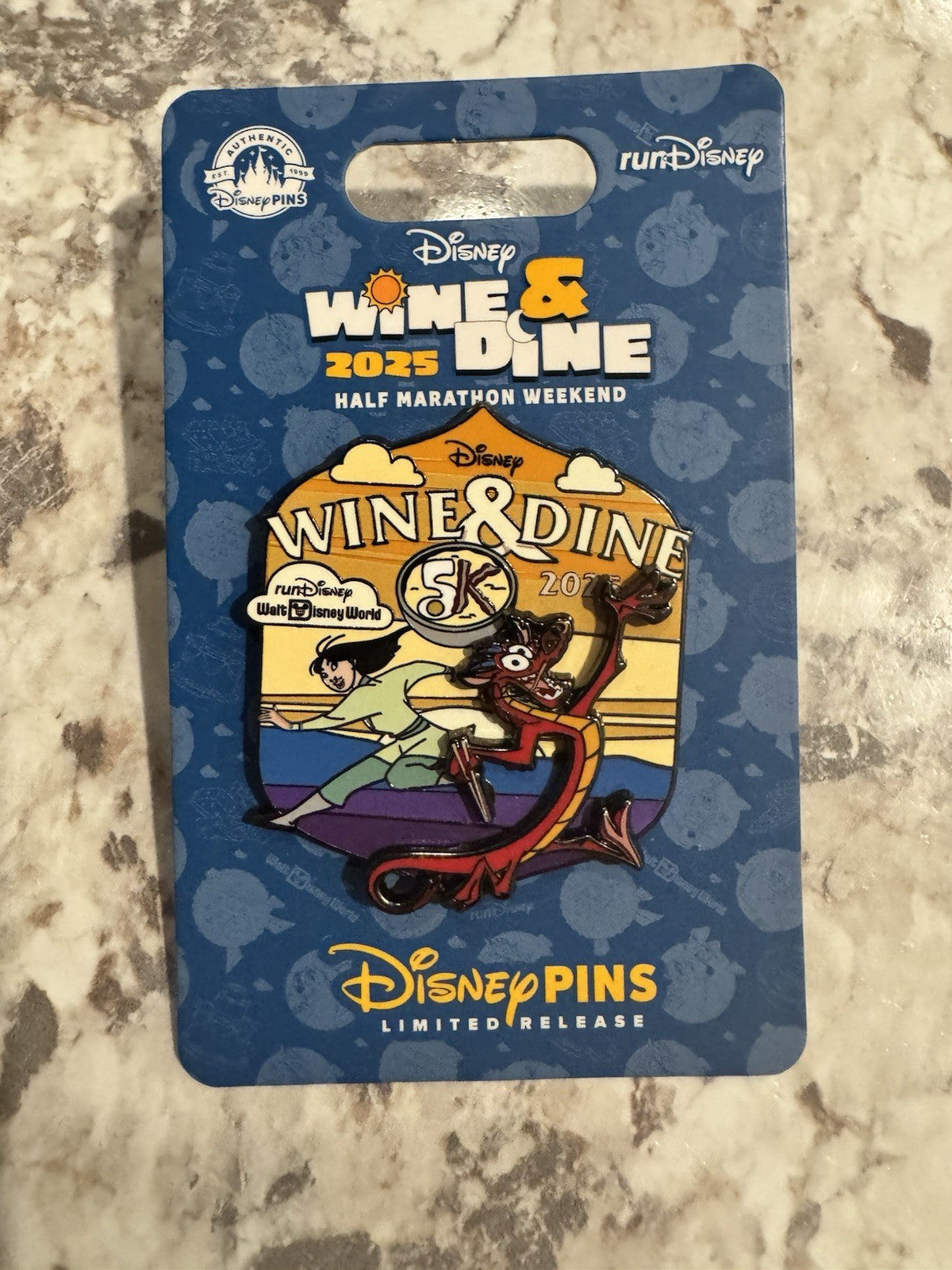 WDW 2025 Wine and Dine Mushu and Mulan 5k runDisney Pin