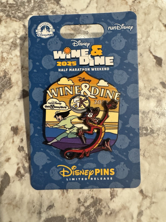 WDW 2025 Wine and Dine Mushu and Mulan 5k runDisney Pin