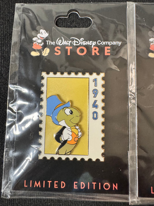 Disney DEC TWDC Commemorative Animal Stamps Jiminy Cricket LE 300 Disney Pin