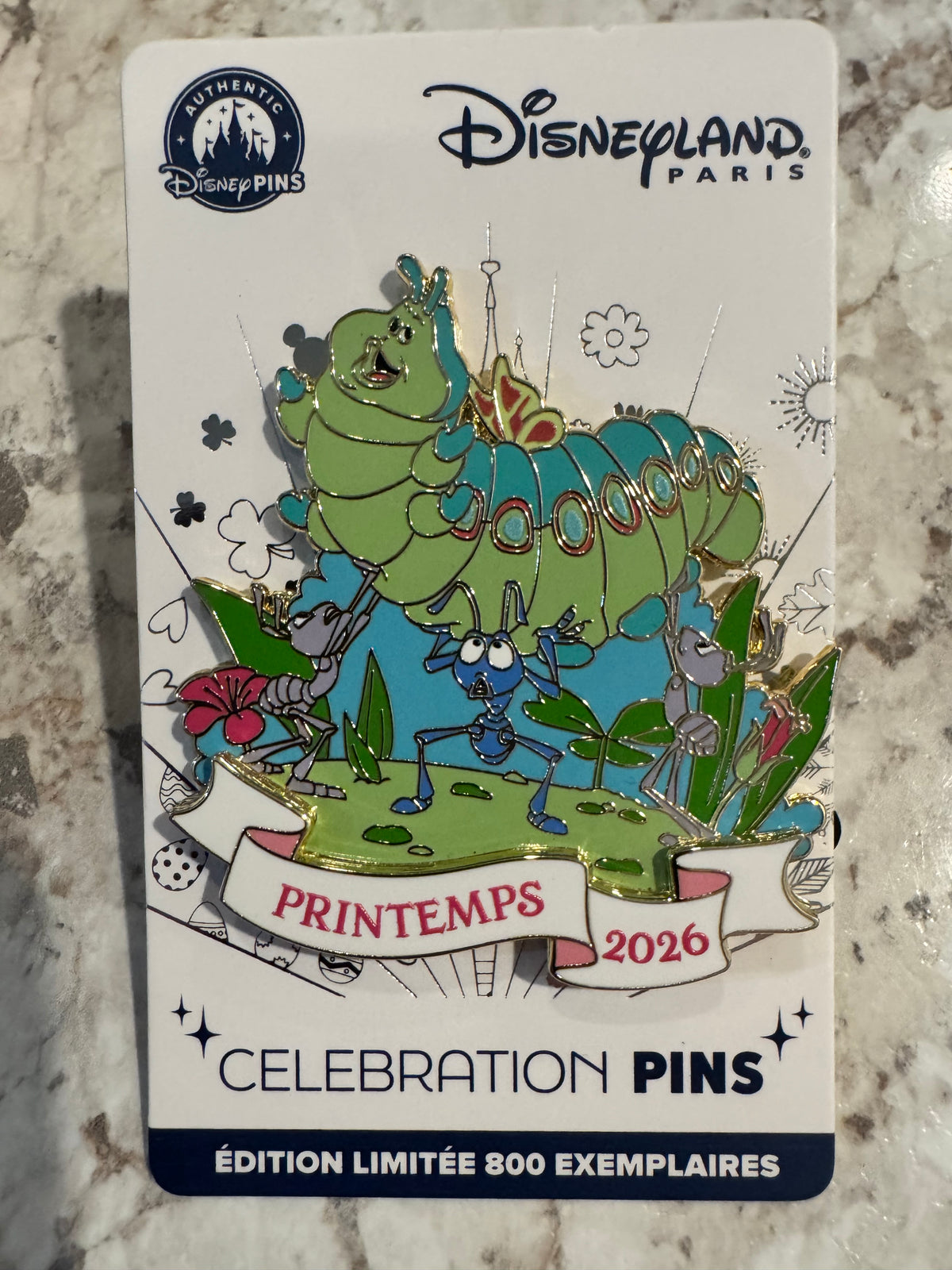 Disneyland Paris Celebration Spring Series Pin 2026 A Bug’s Life Heimlich LE 800 Disney Pin