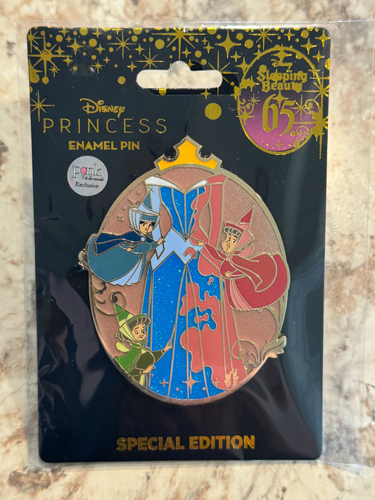 Three Good Fairies Sleeping Beauty 65th Anniversary Pink a La Mode PALM Disney Pin