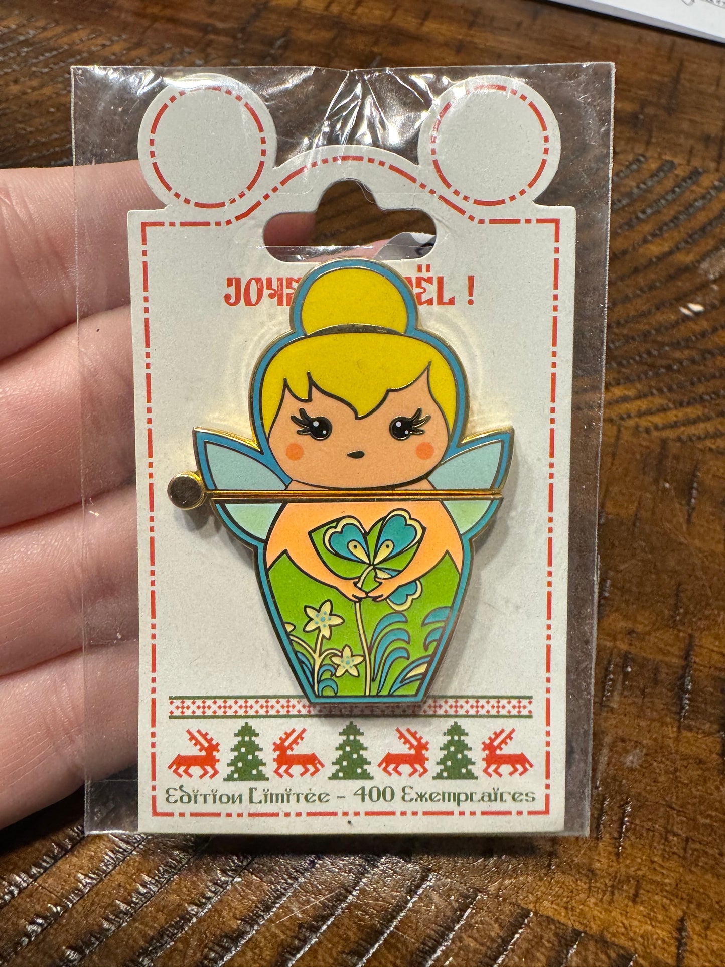 Disney Paris Dlp Dlpr Pin Tinker Bell Captain Hook Nesting Doll Le 400 Christmas (flawed)