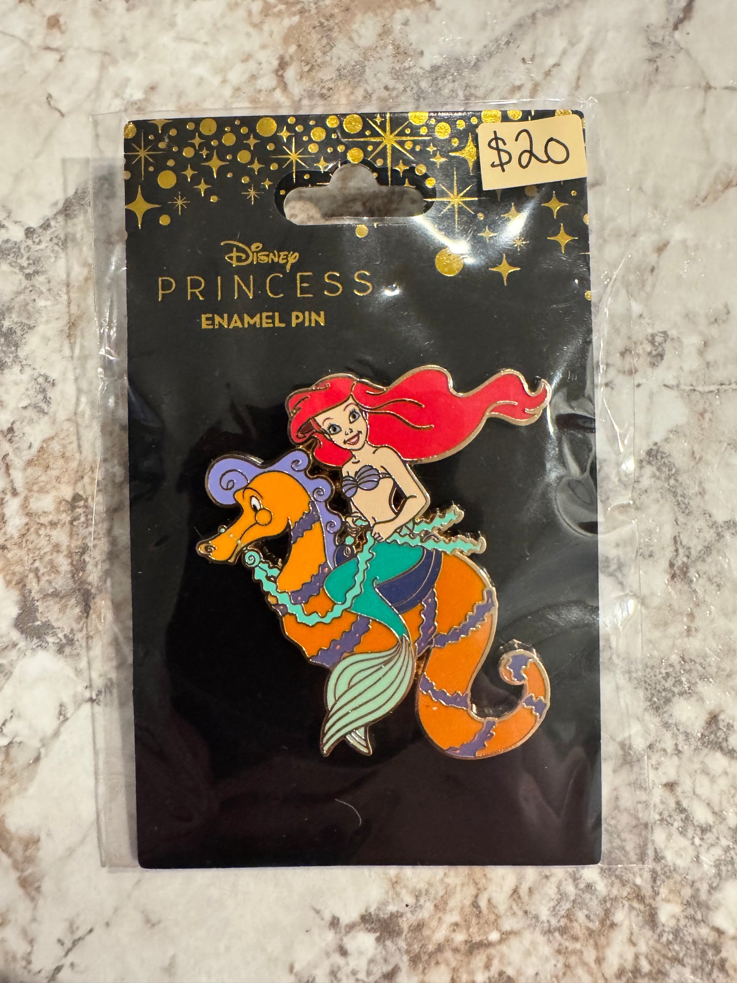 Little Mermaid Ariel riding seahorse PALM OE Disney Pin