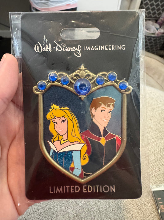 WDI Princess Prince Couple Crest Blue Aurora Philip Sleeping Beauty Disney Pin LE 250