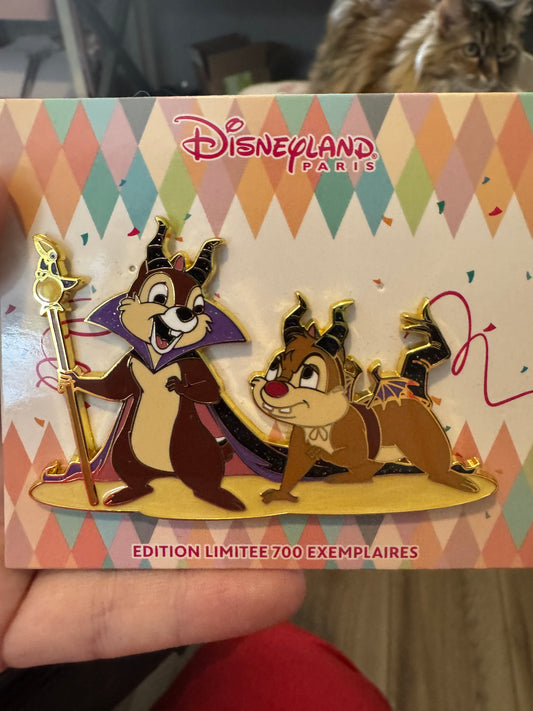 Disney Pin Paris LE 700 Chip and Dale as Maleficent and Dragon