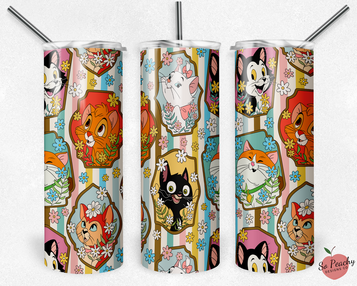 Magical Tumbler, Cats Tumbler, Cat Mom Tumbler (With Stripes)