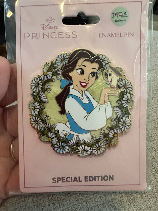 Disney Beauty and the Beast Belle with Chip Jumbo 2.5” pin Pink a la Mode PALM