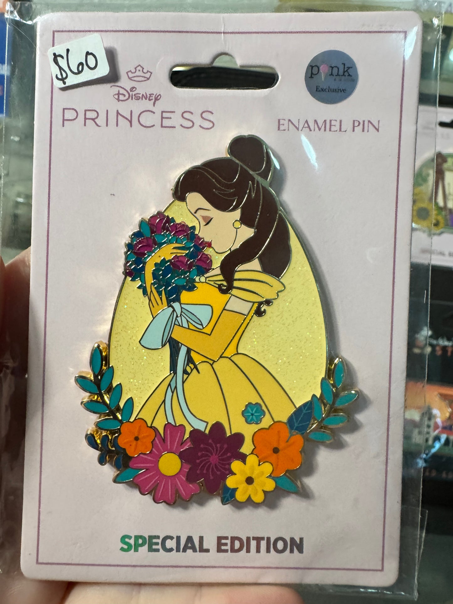 PALM Disney Belle Easter Egg Floral Jumbo Pin LE 200 Pink A La Mode Beauty Beast