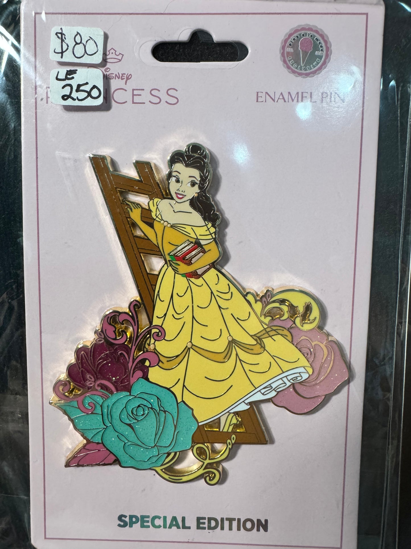 Disney Pink A La Mode Belle Beauty And The Beast Pages and Petals Pin LE 250 Disney Pin