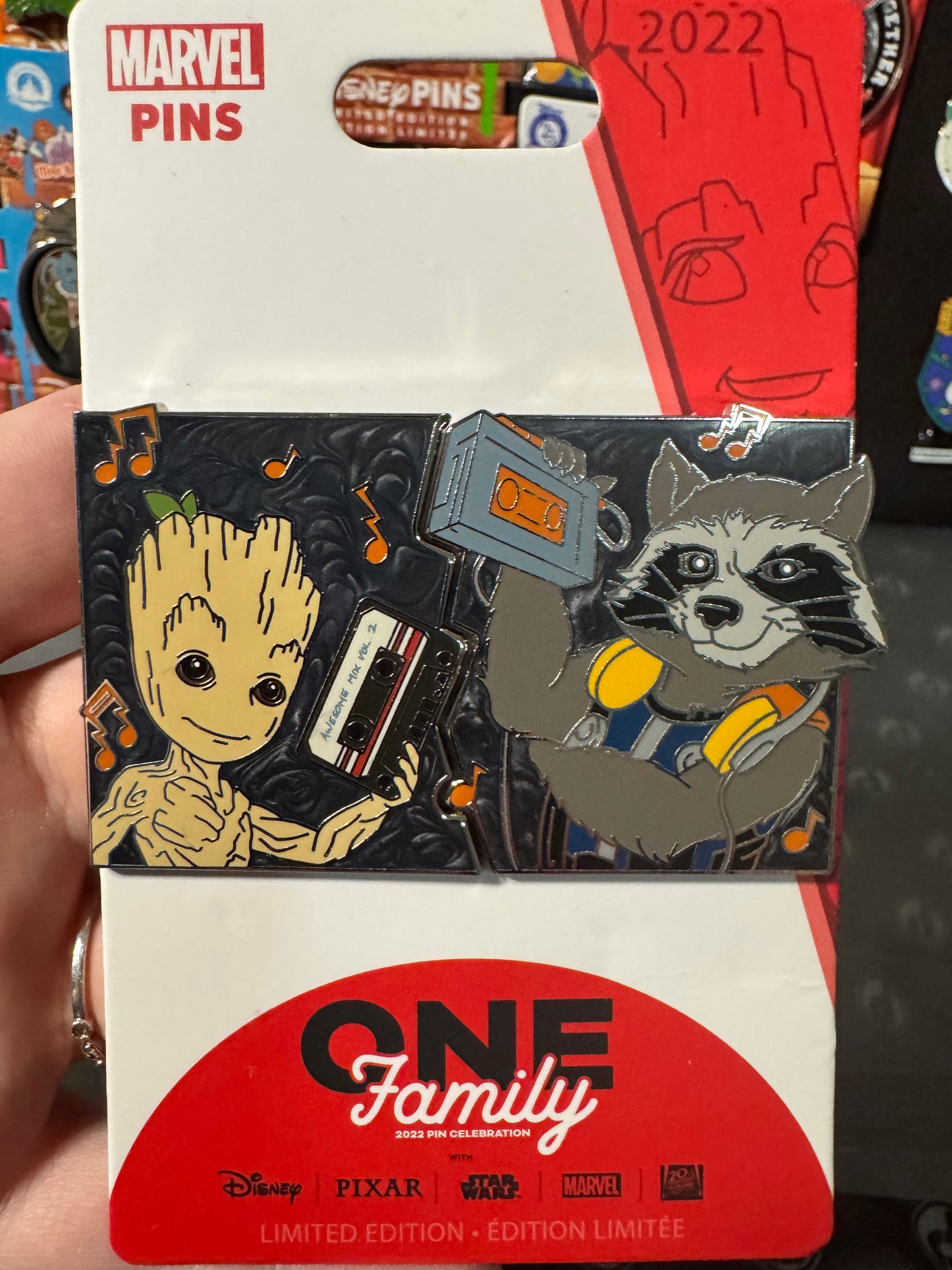 Groot and Rocket One Family Marvel Disney Pin 2 Piece Set