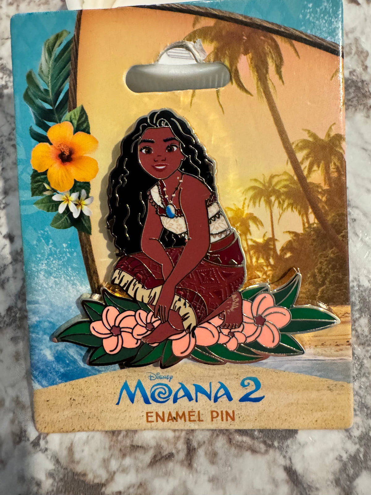 Moana Kneeling Flowers Moana 2 Monogram Glows Under Black Light Disney Pin