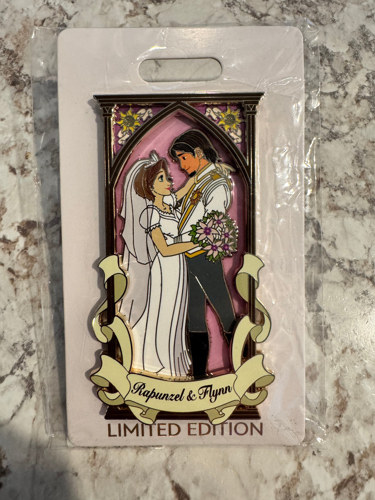 Disney WDI MOG Tangled Rapunzel & Flynn Rider Wedding Stained Glass LE 300 Pin