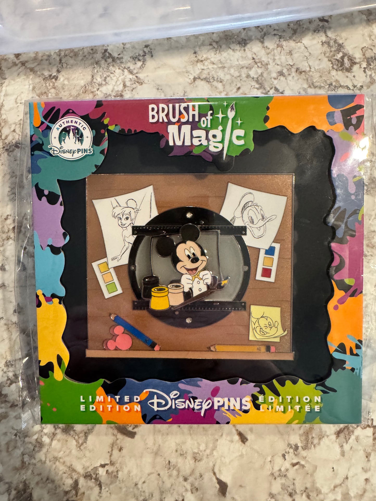 Disney Brush of Magic Mickey on Animator’s Desk Jumbo Pin LE 3750