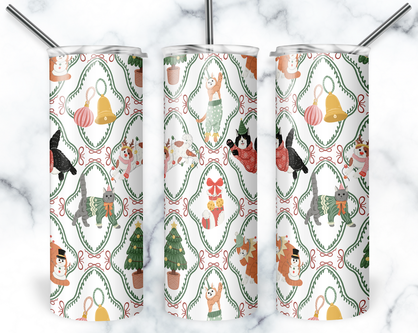 Cat Christmas Tumbler, Christmas Tumbler, Cat Tumbler