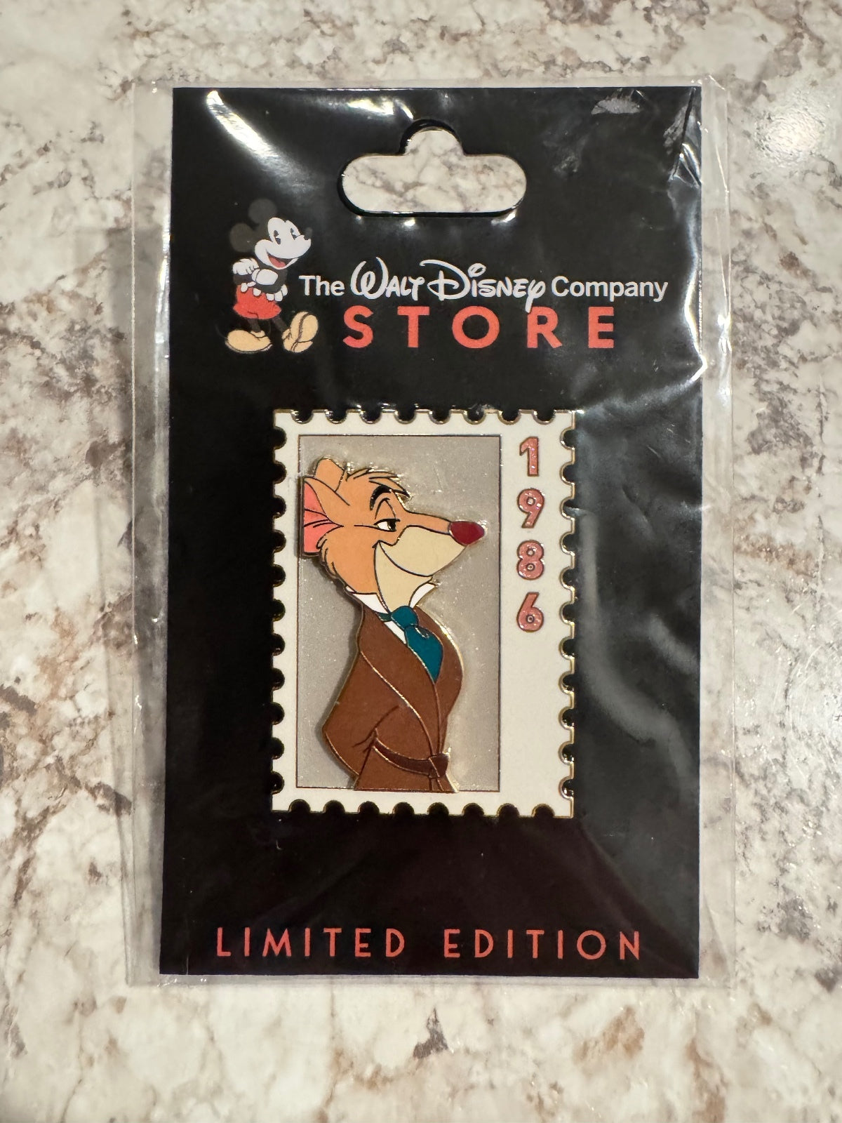 DEC TWDC Commemorative Animal Stamps Basil The Great Mouse Detective LE 300 Pin