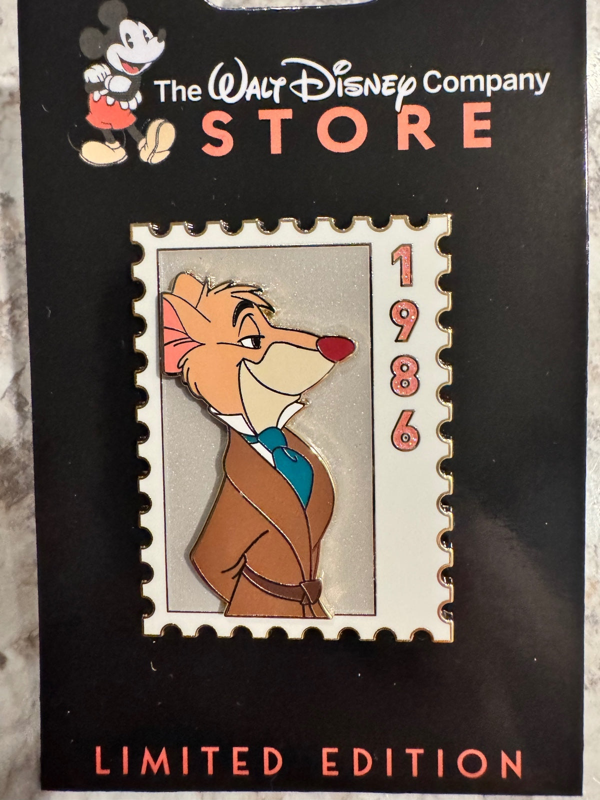 DEC TWDC Commemorative Animal Stamps Basil The Great Mouse Detective LE 300 Pin