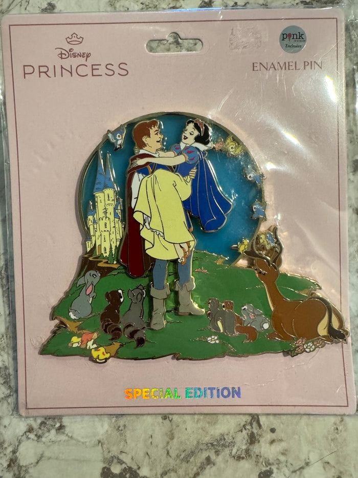 Pink A La Mode Disney Snow White Castle Stained Glass Jumbo 5" Pin SE 100