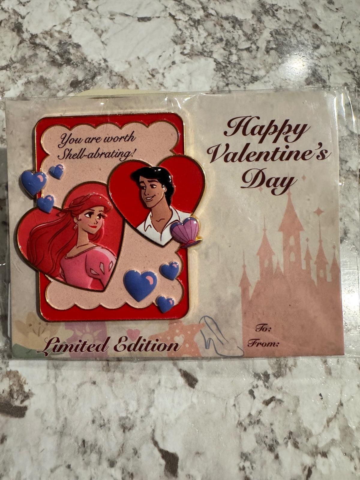Disney DEC The Little Mermaid Ariel & Eric Happy Valentine's Day Card LE 300 Pin